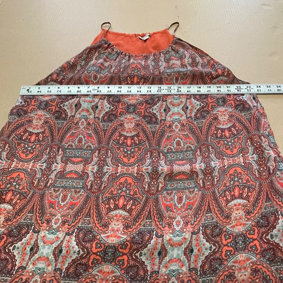 Lucky Brand Dress Women's XL Kaye Orange Blue Paisley Halter Pockets Q467 - Picture 5 of 7
